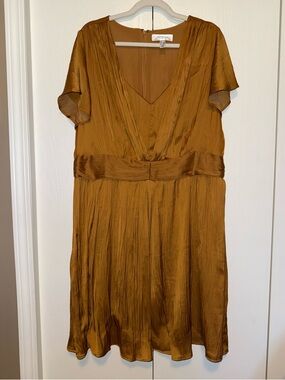 Addition Elle tumeric-colored pleated dress